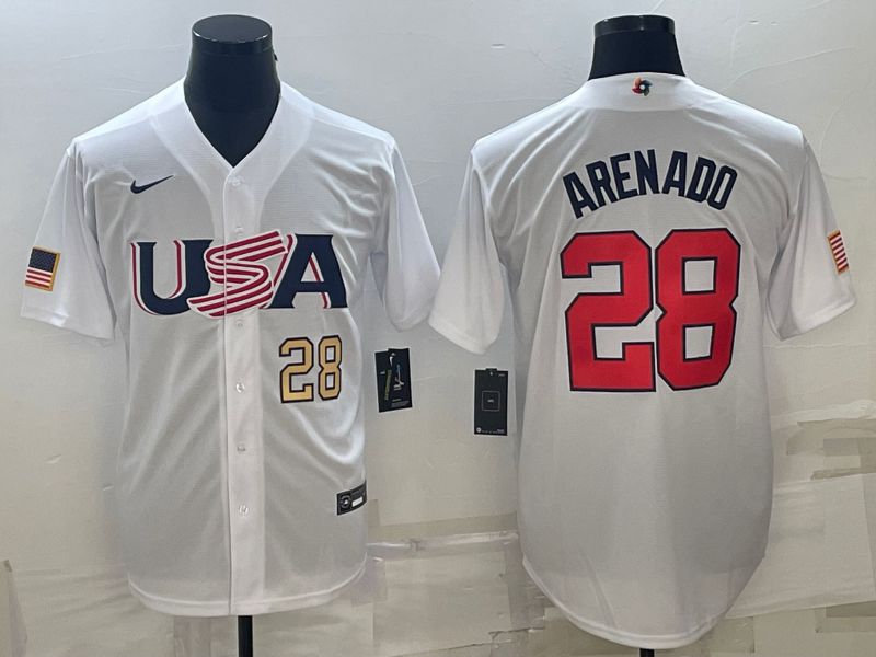 Men 2023 World Cub USA #28 Arenado White Nike MLB Jersey2->more jerseys->MLB Jersey